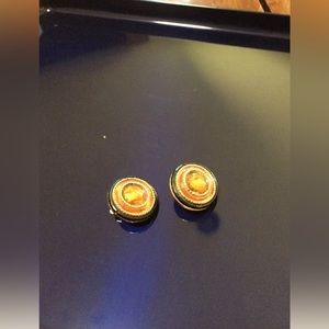 Vintage Gold + Orange Toned Clip-On Earrings Jewelry